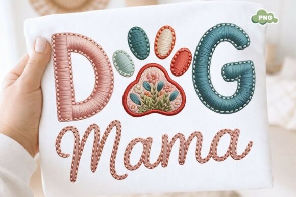 Dog Mama Embroidery Style PNG Design Review for Gift Makers