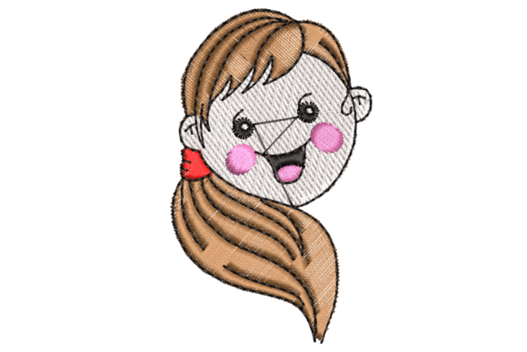 Girl Face with Ponytail Embroidery: A Cute & Versatile Design for Etsy Sellers