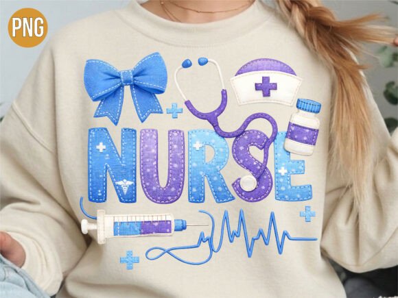 h1Faux Embroidery Nurse Medical Life PNG Review for Boutique Apparel